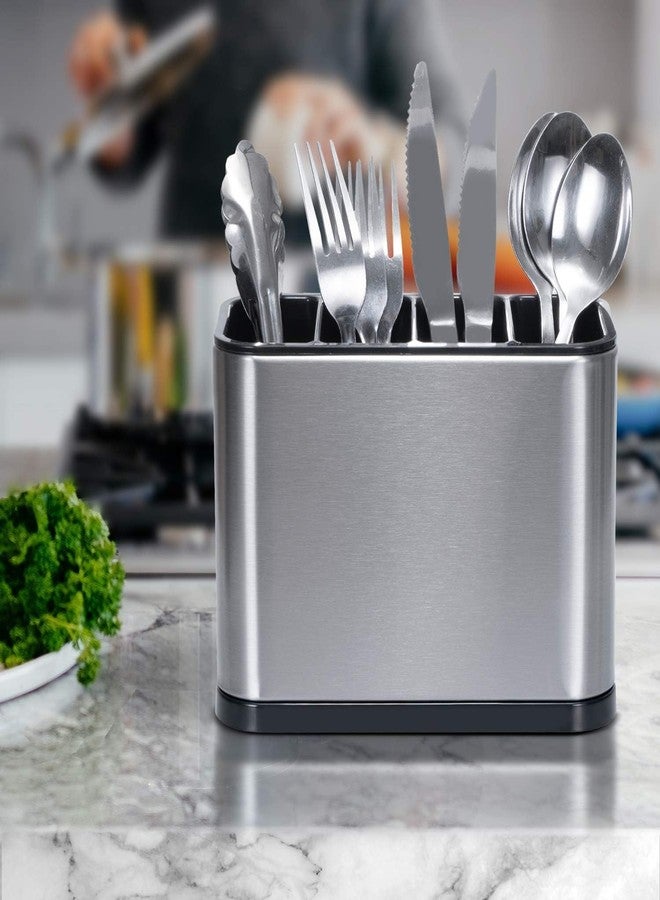 Rexez Kitchen Sink Cutlery Holder, Stainless Steel Flatware Organizer, Utensils Caddy Counter, Multifunctional Washing Sponge Storage Rack, Chopstick Cage - Image 2
